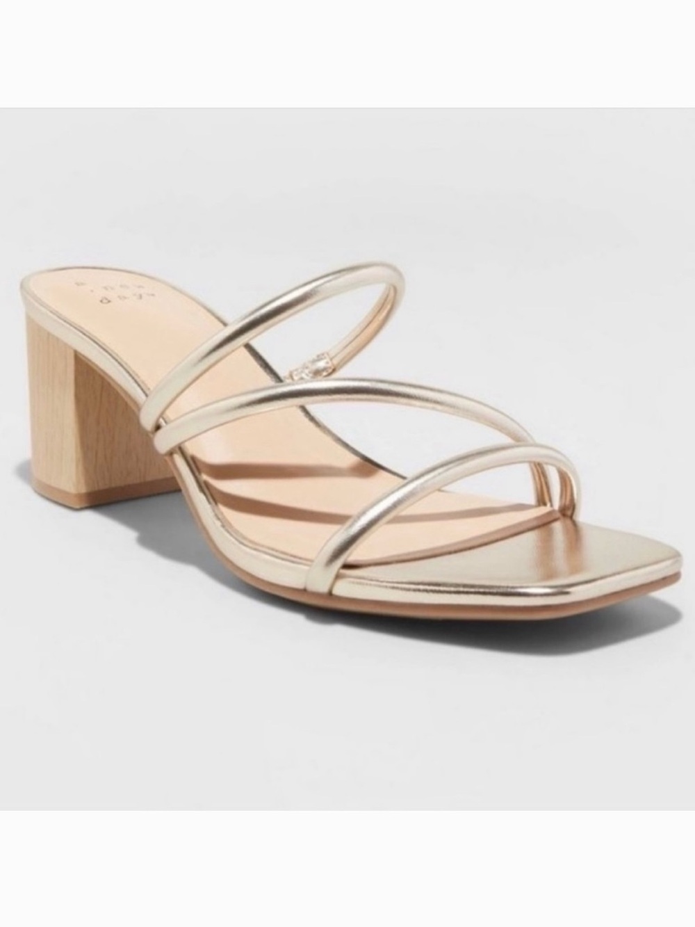 A New Day Gold Strappy Block Heel Sandals